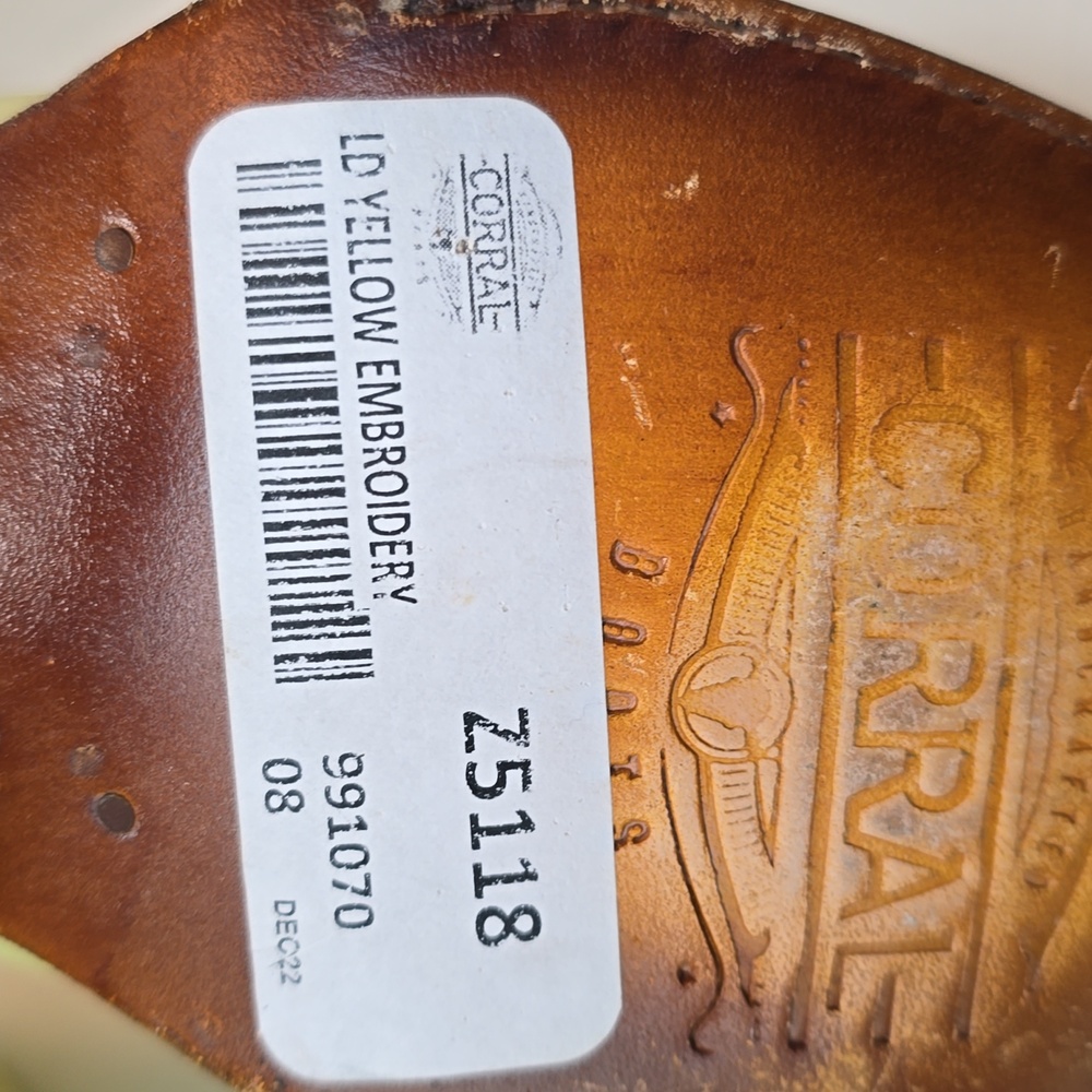 Corral Yellow Embroidery Western Cowboy Boots Z5118 - Picture 9 of 11